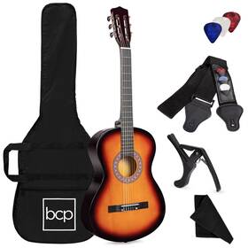 Sky6029 Un Brand 38in Beginner Acoustic Guitar Starter Kit With Gig Bag Strap Strings - Sunburst