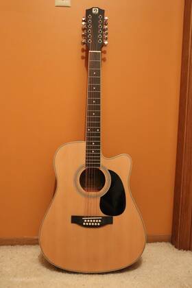 Vgk41-12nc Vangoa 12-string Acoustic Dreadnought Cutaway Guitar With Accessories