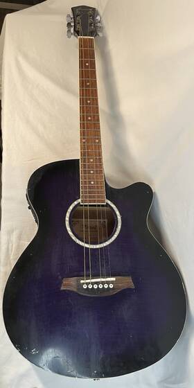 Eq7545r Ventura V16pur V 16pur Acoustic Electric Guitar Purple Finish Om Folk 22 Frets