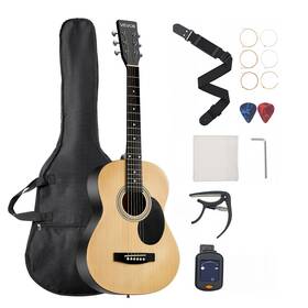 Fg028-36n Vevor 36 Inch Dreadnought Acoustic Guitar Natural Beginner Bundle With Gig Bag Teen