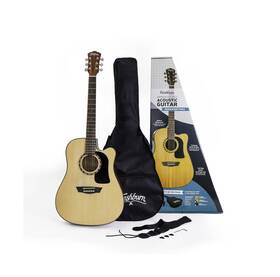 Washburn 801128545257 6 String Acoustic Guitar Pack Right Natural Ad5cepack-a