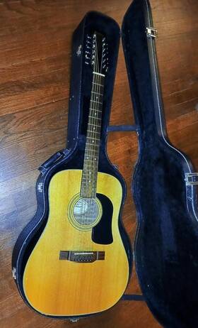 Washburn D12s-12 String Acoustic Guitar With Hard Case And Grover Tuners