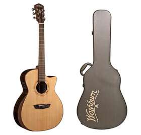 Wcg20sce-o-u-gcgadlx-u Washburn Comfort Grand Auditorium Acoustic-electric Cutaway Guitar Case