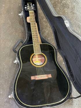 Wd100dlbk-u Washburn Dreadnought Mahogany Acoustic Guitar Black