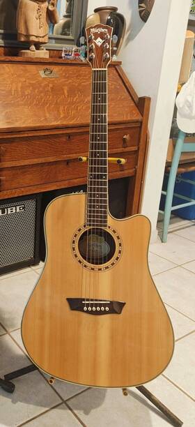 Wd1osce Washburn Dreadnought Acoustic Guitar With Case