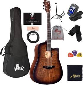 Af-h00lc Winzz Hand Rubbed Series - Full Size Cutaway Carved Acoustic Acustica Guitar Ad