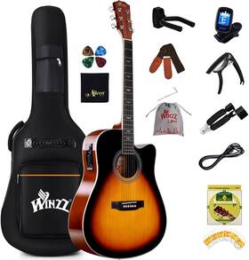 Af168ce-41-gsb-v Winzz Spruce Electric Acoustic Guitar Set For Beginners Students Kids With Advan