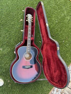 Fj-651 Yamaha Jumbo Acoustic Guitar Taiwan 1984 Red Violin Finish Beautiful