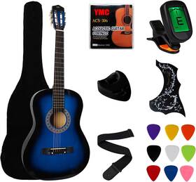 Ymc 445037623632 38 Inch Blue Beginner Acoustic Guitar Starter Package Student With Gig Ba