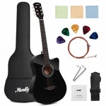 Moukey EAG-100 38" Acoustic Guitar Basswood With Strap Bag Pick String Black. Fixed Price $67.84.