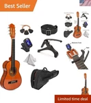 Beginner-friendly 30-INCH Mahogany Guitar Set With Case & Essential Accessories. Fixed Price $122.18.