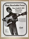1976 Guild D-40C Cutaway Guitar Vintage Print Ad. Fixed Price $9.99.