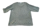 Anthropologie Kindred Top Lg 3X Green Boho Short Sleeve Floral Solid Chest 46". Fixed Price $22.00.