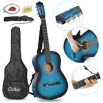 Full Size 38" Blue Acoustic Beginner Guitar Package,case,strap,pitch Pipe,pick. Fixed Price $35.59.