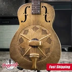 National Gold Dueco 14-FRET Resonator Guitar With Hardshell Case. Fixed Price $5000.00.