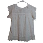 Anthropologie Kindred Solid White Eyelet Cotton Top Natural Cottage Size Small. Fixed Price $24.99.