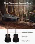 Vevor Dreadnought Acoustic Guitar, 41 In, 6-STRING Black Solid Spruce Top. Fixed Price $162.90.