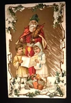 Santa Claus With Victorian Children Violin Vintage Christmas Postcard K555. Fixed Price $16.00.