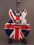 Miniature Guitar For Oasis Noel Gallagher Union Jack Memorabilia Free Stand Gift. Fixed Price $29.95.