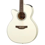 Takamine GN37CE Left-handed Grand Concert A/e, Solid Spruce Top, Pearl White. Fixed Price $899.00.