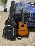 Donner Dreadnought Acoustic Guitar Sunburst 6 String Full Size With Gig Bag. Fixed Price $225.00.