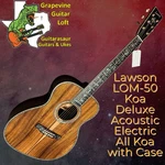 Lawson Lom- 50 Deluxe Koa Acoustic Electric Cedar & Rosewood With Case. Fixed Price $1449.00.