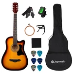 Acoustic Guitar Inch Sunburst Beginner Kit Digital Tuner Joymusic JG-38C Capo. Fixed Price $74.99.