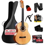 Acoustic Guitar 3/4 Junior Left Handed Beginner Kit 36 Natural Gloss Pyle Size. Fixed Price $104.99.