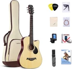 38" Acoustic Guitar Beginner Kit With Gig Bag, Strap, Capo, Strings & Picks. Fixed Price $148.99.