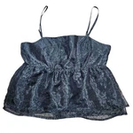 Lis Crop Peplum Top Organza Tulle Sleeveless Sheer Black Babydoll Straps. Fixed Price $17.00.