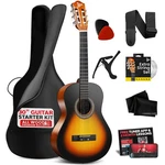 Acoustic Guitar Kit 1/4 Junior 30 Sunburst Nylon Strings Pyle Beginner Size Wood. Fixed Price $89.99.