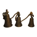 3 Vintage Sarna India Jingle Bells Floral Filigree Etched Brass Graduated Corded. Fixed Price $64.99.