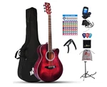 Winzz 40" Red Acoustic Steel String Guitar Beginner Adult Student Unique Design. Fixed Price $198.45.
