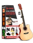 Pyle Beginner Cutaway Acoustic Guitar Kit, 4/4 Full Size All Wood Dreadnought. Fixed Price $82.99.