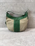 Cole Haan Natural Green Sabra Leather And Canvas Large Shoulder Bag. Fixed Price $65.00.