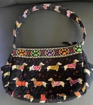 Quilted Dachshund Wiener Dixie Dog Print Mini Purse Black Zip Top Side Pockets. Fixed Price $14.99.