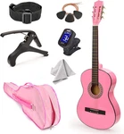 New! 30" Left Handed Pink Wood Guitar With Case Accessories For Kids/girls/b. Fixed Price $75.04.