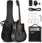 Full Size 6 Strings Acoustic Electric Guitar Beginner Kit W/ 15W Amp, Cutaway 41. Fixed Price $190.99.