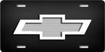 Chevy Art White Grill Bow-tie On Dark Steel Look Aluminum License Plate Tag. Fixed Price $21.60.
