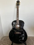 Epiphone SJ18S Eb Jumbo Acoustic Guitar Black Mahogany Signed By Brooks & Dunn. Fixed Price $650.00.