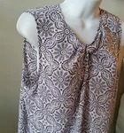 Ann Taylor Factory 100% Polyester Top-medium-knot V Neck-lilac/black/white-*new*. Fixed Price $12.75.