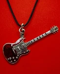Sterling Silver 925 Musical Note Bail Red Enamel Electric Guitar Pendant Great. Fixed Price $89.00.