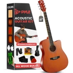 Pyle 41 Inch Brown Glossy Cutaway Acoustic Guitar Beginner Set With Accessories. Fixed Price $104.90.
