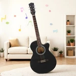 40" Solid Spruce Top Beginner Acoustic Guitar Set - Concert Cutaway Black. Fixed Price $84.99.