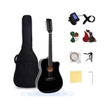 42" 12 String For Beginner Adult Full Size Cutaway Guitar-black Bundle.... Fixed Price $218.71.