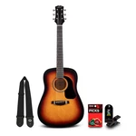 Mitchell Launch D75S Starter Dreadnought Acoustic Guitar W/accessories Sunburst. Fixed Price $139.99.