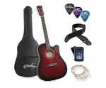 Ashthorpe Red Dreadnought Acoustic Guitar With Gig Bag, Strap, Picks, Tuner. Fixed Price $428.17.