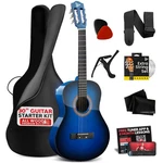 Acoustic Guitar 1/4 Junior Size 30 Blue Burst Nylon Strings Beginner Kit Pyle. Fixed Price $89.99.