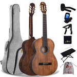 Winzz Classical Guitar 4/4 Adult For Beginners 39 Inches Brown. Fixed Price $173.73.