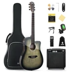 Donner 41IN Acoustic-electric Cutaway Guitar Black Sitka Spruce + Amp Bag. Fixed Price $184.99.